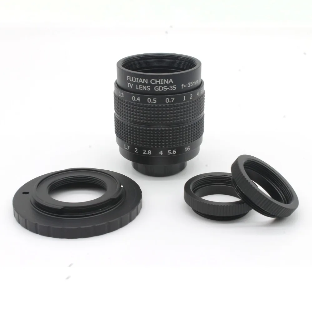 

35mm F/1.7 C mount CCTV 2/3" lens body black 12 blades for Nikon 1 J1 J2 V1 V2