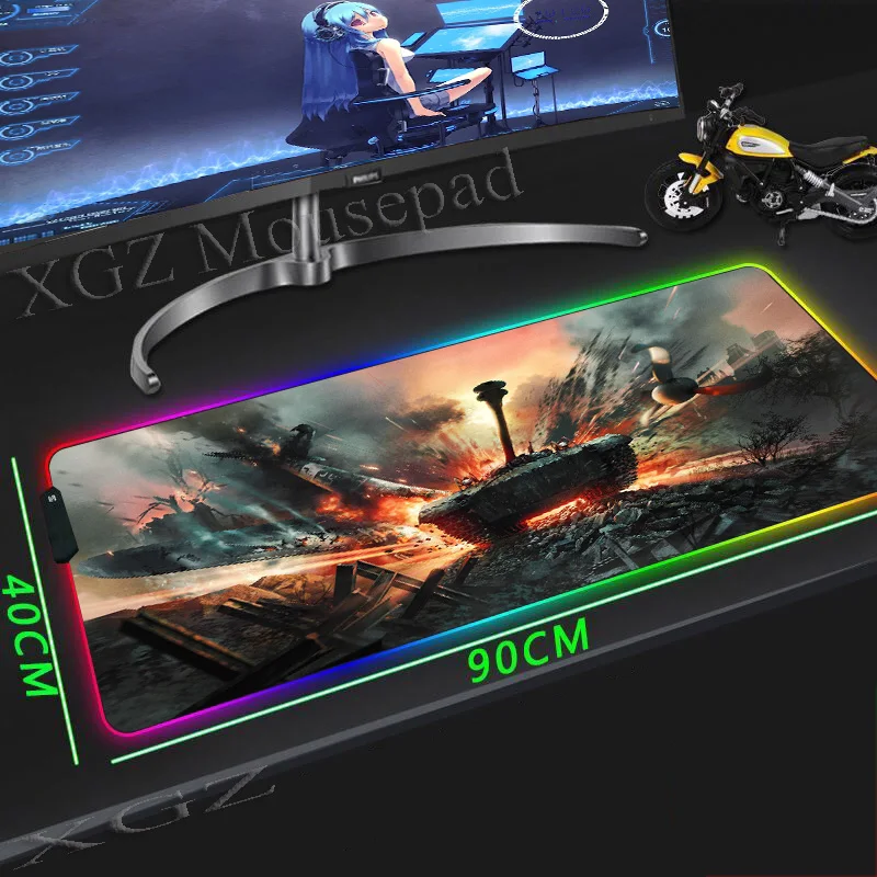 Большой игровой коврик для мыши XGZ с блокировкой края самолета и бака под заказ