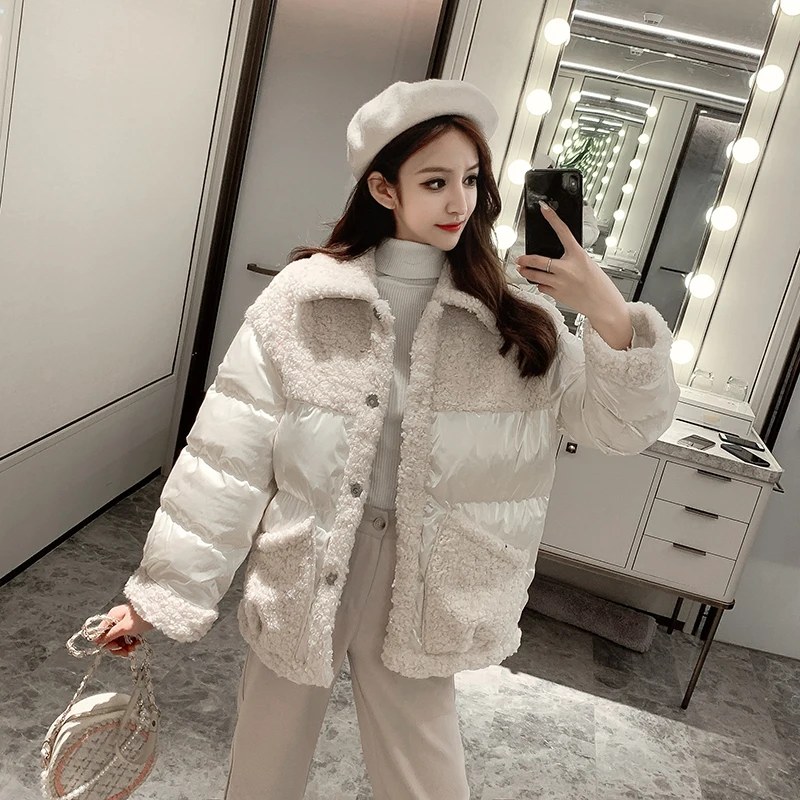 2019 зимняя куртка в Корейском стиле из искусственной овечьей шерсти с мехом