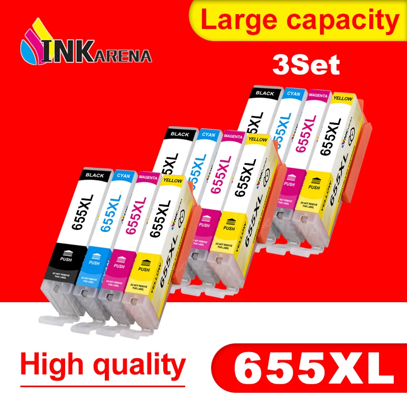 

INKARENA 3 Pack Replacement For HP 655 ink Cartridge for HP655 655XL Deskjet Ink Advantage 3525 4615 4625 5525 6520 6525 Printer