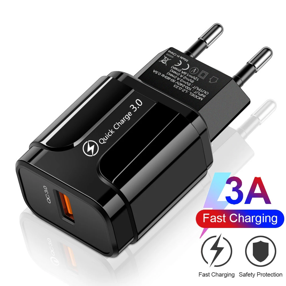 Универсальный 18 Вт USB Quick Charge 3,0 для iPhone huawei Xiaomi EU US настенный адаптер Android мобильный телефон быстрое зарядное устройство для samsung S8 - Тип штекера: Black EU