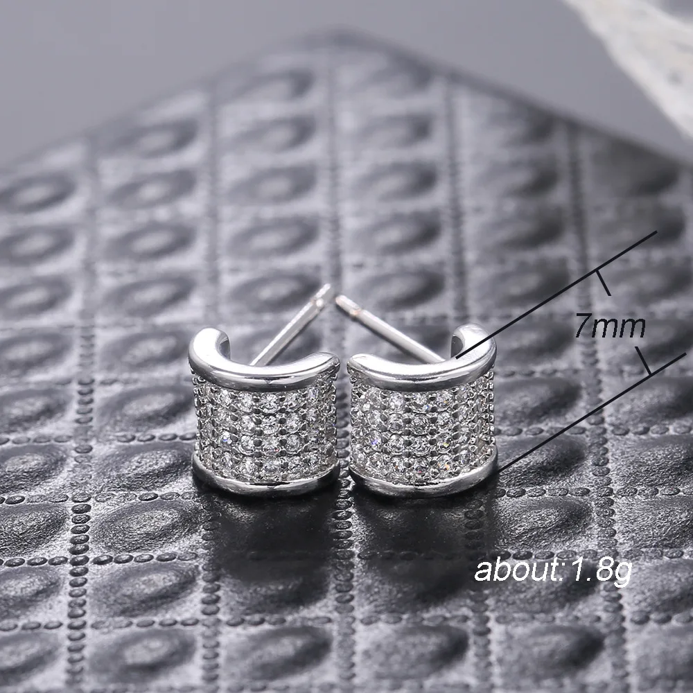 

2021 Hot Selling New Creative Arc-shape Full Diamond Female Student Gift Earring Small and Cute Stud Popular Accessories