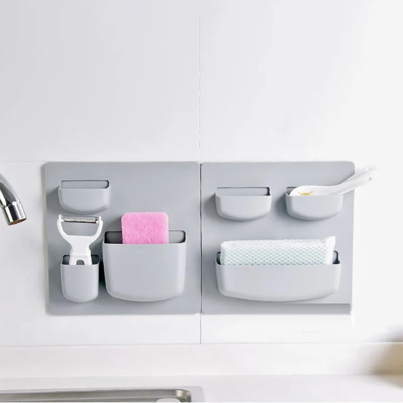 1pcs Plastic Self-adhesive Kitchen Refrigerator Fridge Storage Rack Organizer Cleaning Sponge Vegetable Fruit Home Tools | Дом и сад