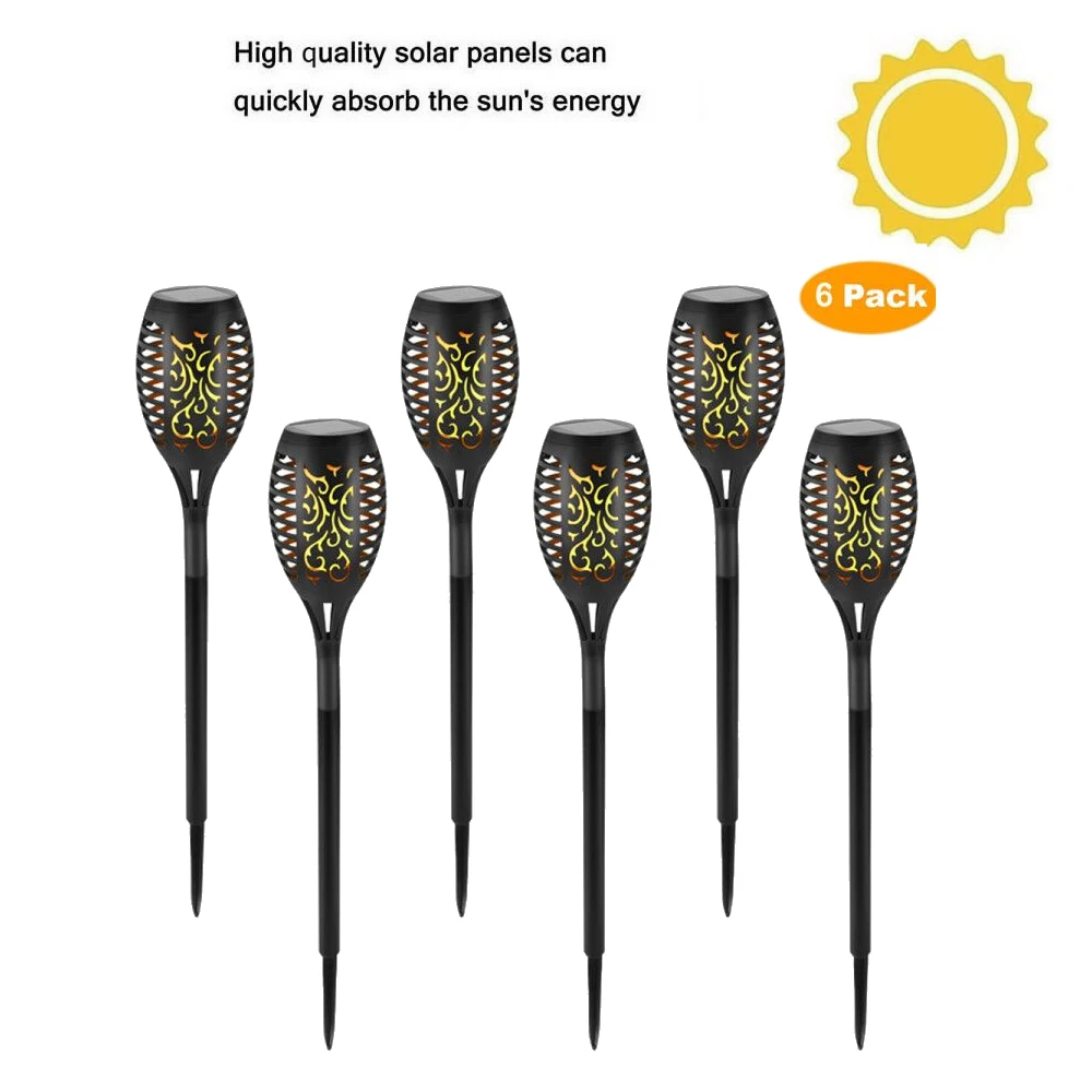 

6 pcs 12 LED Waterproof Flickering Flame Solar Torch Light Garden Lamp Outdoor Landscape Decoration Garden Lawn Light