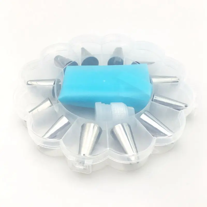 14Pcs/Set Icing Piping Cream Pastry Bag Nozzle Set Diy Cake Decorating Set Stainless Steel Nozzle Set With Collecting