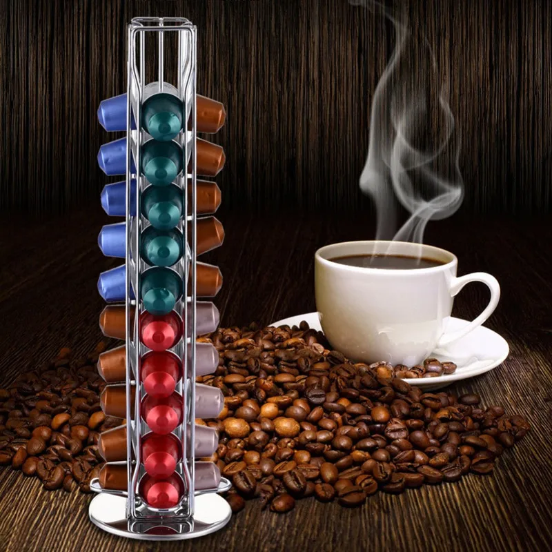 Вращающаяся стойка для кофейных капсул дисплея Nespresso металлическая прямая