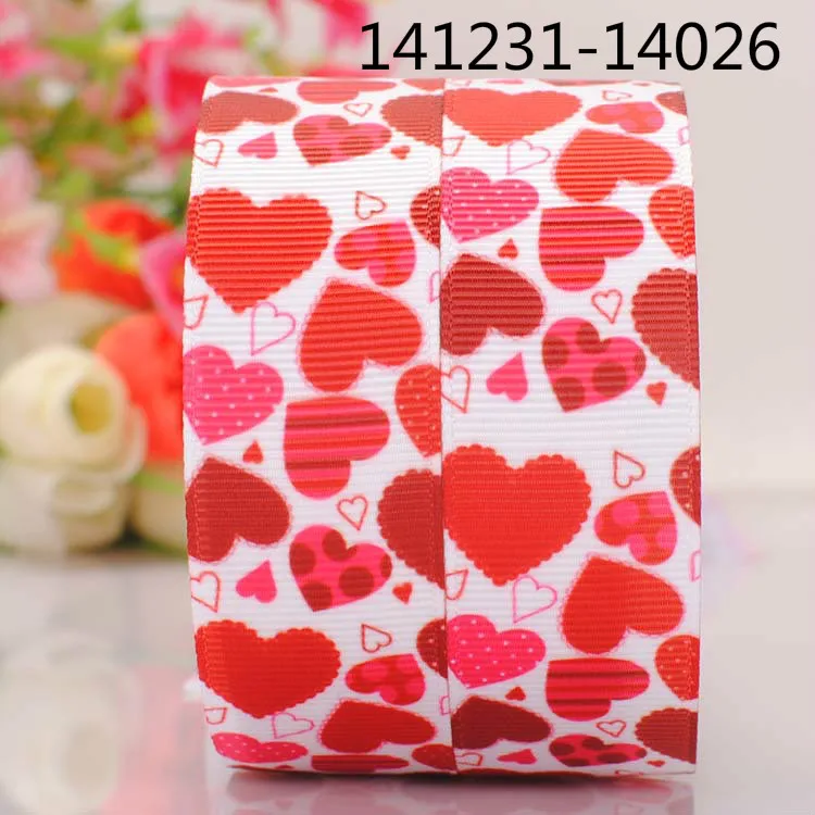 Лента grosgrain для волос сделай сам бант с принтом красного сердца ручная работа 10