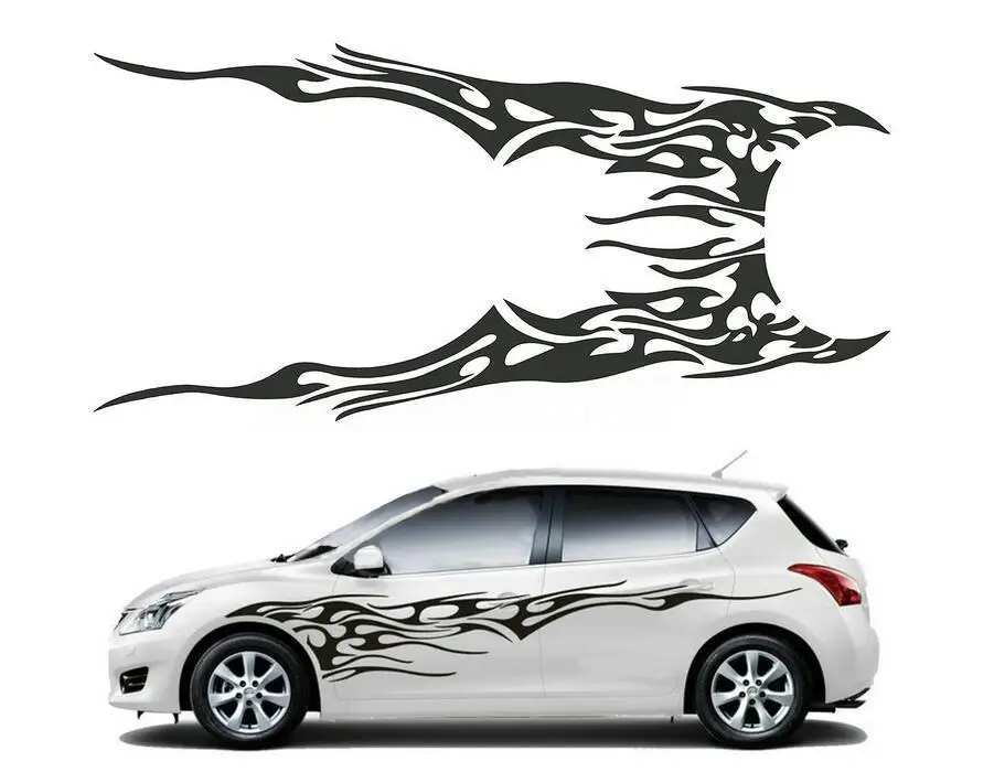 

1 Set Waterproof 210x48cm Car Body Side Flame Graphics Vinyl Stripes Stickers