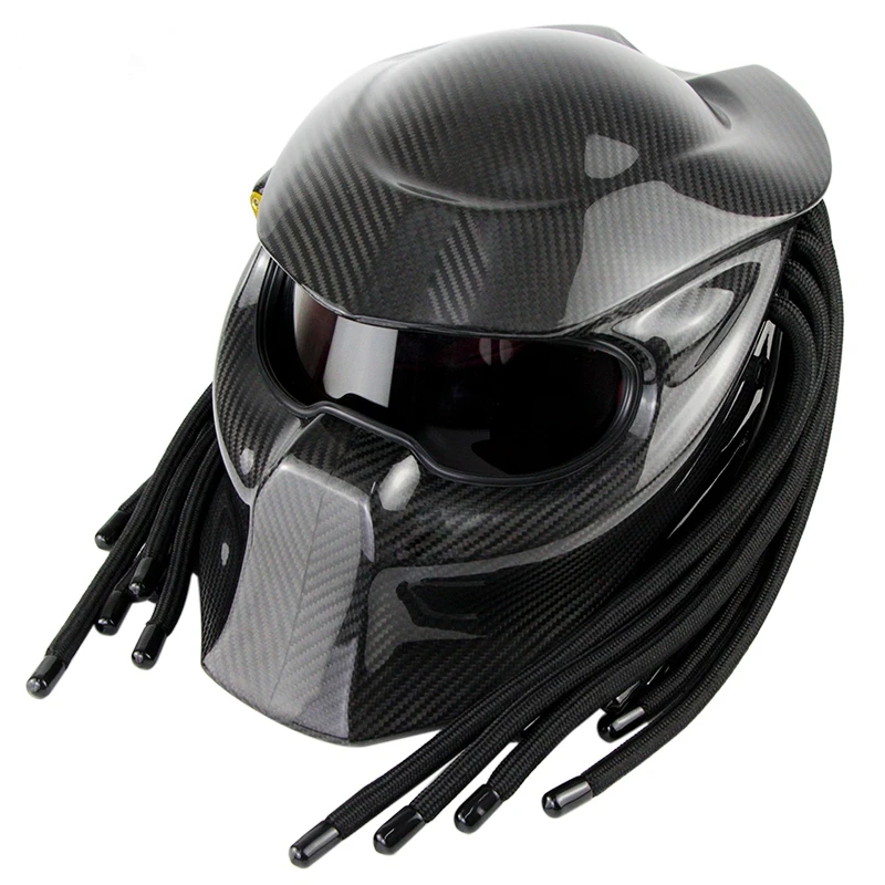 Motorcycle Predator Helmet Full Face Carbon Fiber Cool Black Casco Moto ECE Approved with Braids &amp Lazer Light | Автомобили и