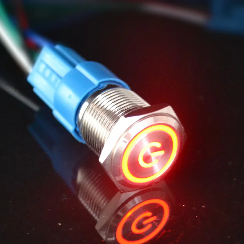 Red with socket Защелкивающийся металлический кнопочный переключатель с разъемом для переключателя 16 мм плоская головка моментальная Перезагрузка кнопочный Водонепроницаемый светодиодный переключатель из металла - Цвет: Red with socket
