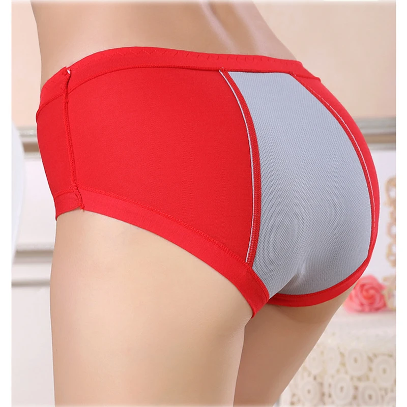 Фото Трусики для месячных с защитой от протечек, женское нижнее белье, физиологические хлопковые бесшовные трусы со средней талией для женщин №3