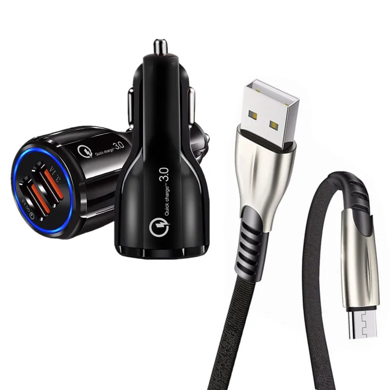 

For Huawei P Smart 2019 Y9 Y7 Y6 Phone Fast Car charger Xiaomi POCO C3 Redmi 9C 9A 9AT 4X Note 4 5 6 Pro Micro USB Charge Cable