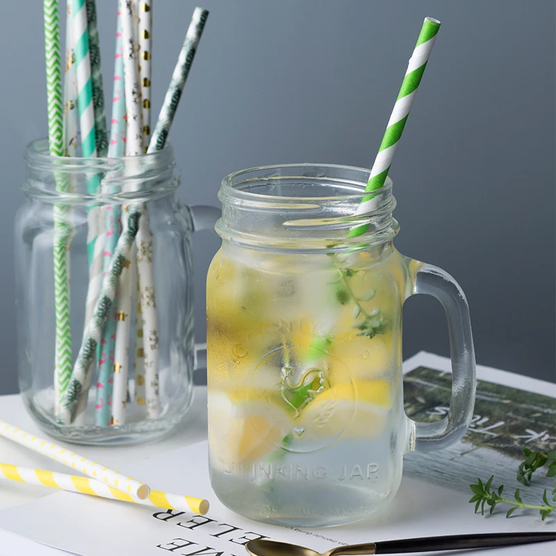 25 шт красочные одноразовые бумажные соломы холодного напитка молока INS толстый