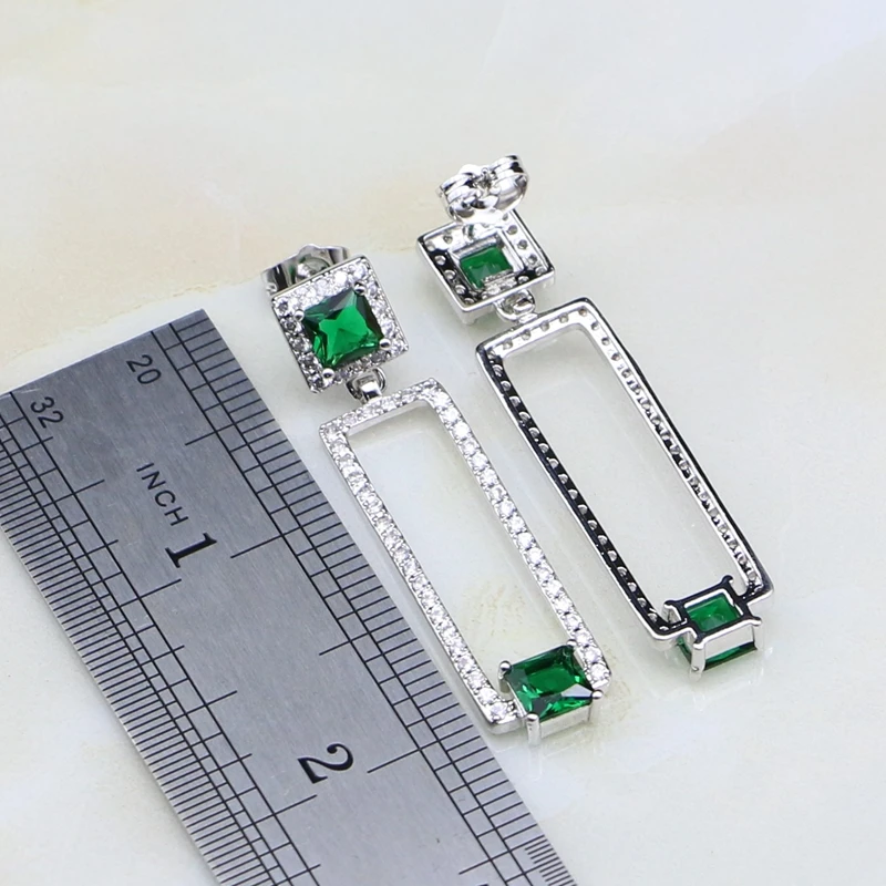 925 стерлингового серебра ювелирные изделия из зеленого кубического циркония