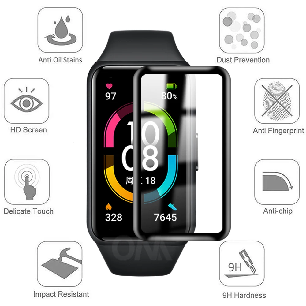 20D изогнутая защитная пленка для Huawei Honor band 6 7 и Watch Fit 2 Fit2 Smart Wristband Screen Protector (не
