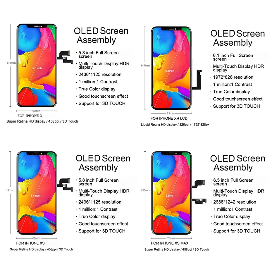 ЖК-экран PINZHENG для iPhone X XR Xs Max ЖК-дисплей Oled TFT OEM качественный дигитайзер сборка Repalcement экран lcd S