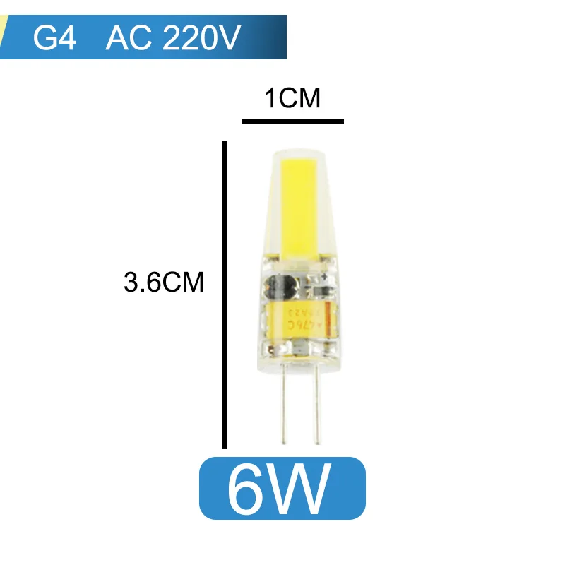 10 шт. светодиодный G4 G9 затемнения светодиодный светильник 220V AC DC 12V светодиодный COB светильник светодиодный G9 3 Вт 6 Вт 10 Вт SMD 2835 Светодиодный светильник ing заменить галогенные точечный светильник - Испускаемый цвет: G4 6W AC220V