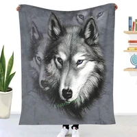 gray wolf print flannel fleece throw blanket moon night wolves sherpa blanket on beds adults kids fur throw blanket