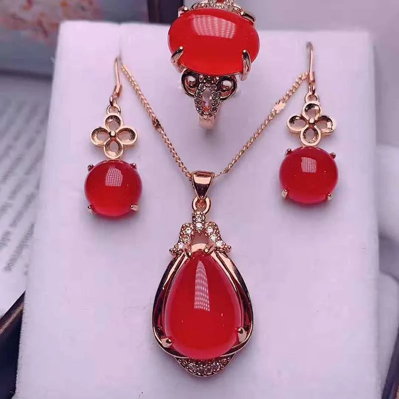 Натуральный лед S925 Серебряный нефрит набор ювелирных изделий Кольцо Серьги