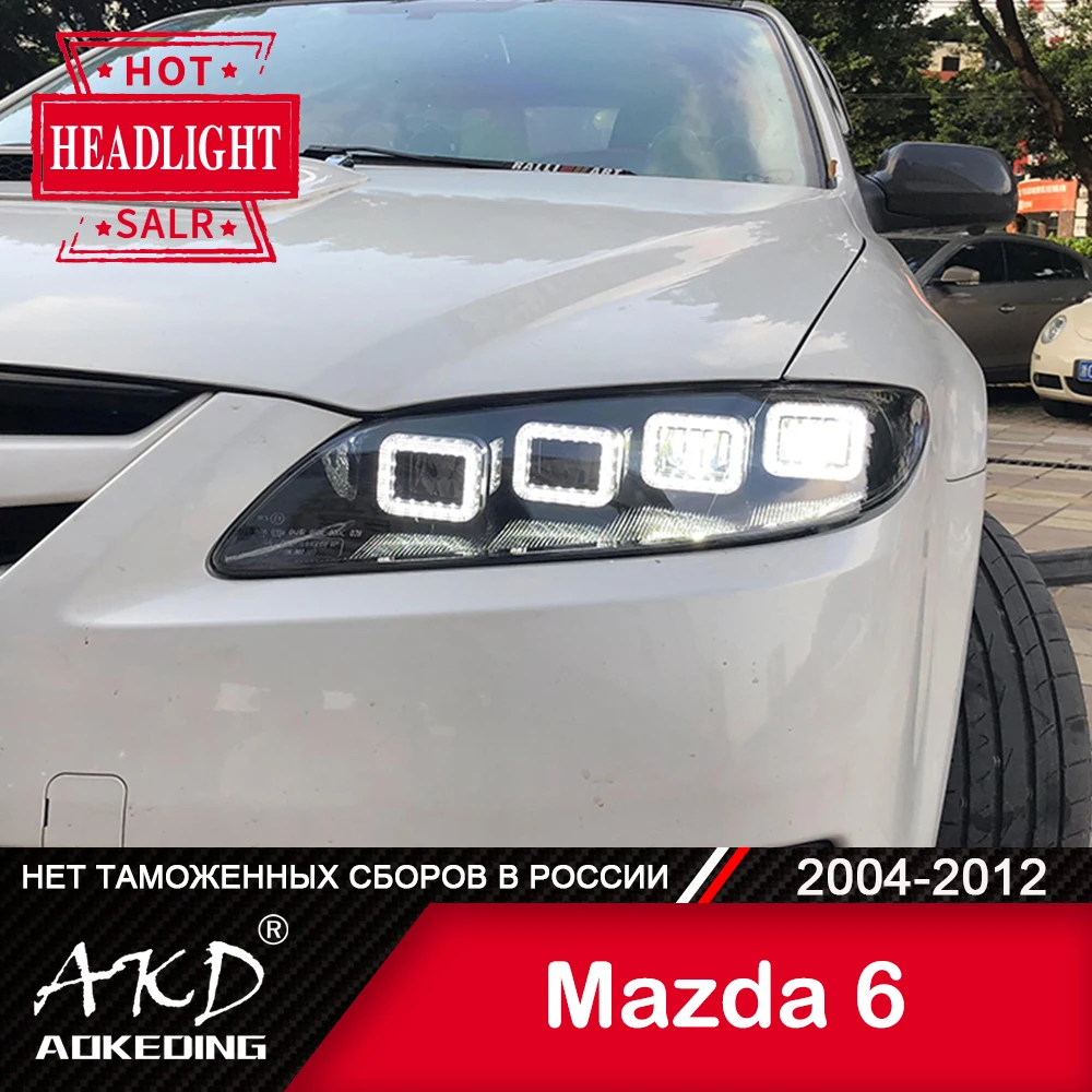 

For Car mazda 6 Head Lamp 2004-2012 Mazda6 Car Accessory Fog Light Day Running Light DRL H7 LED Bi Xenon Bulb mazda 6 Headlights