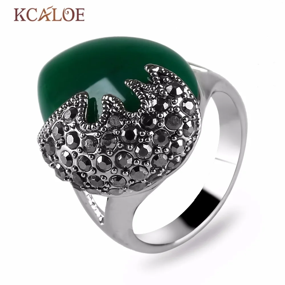 KCALOE обручальные кольца для женщин ретро-Кольцо из драгоценных камней оникс