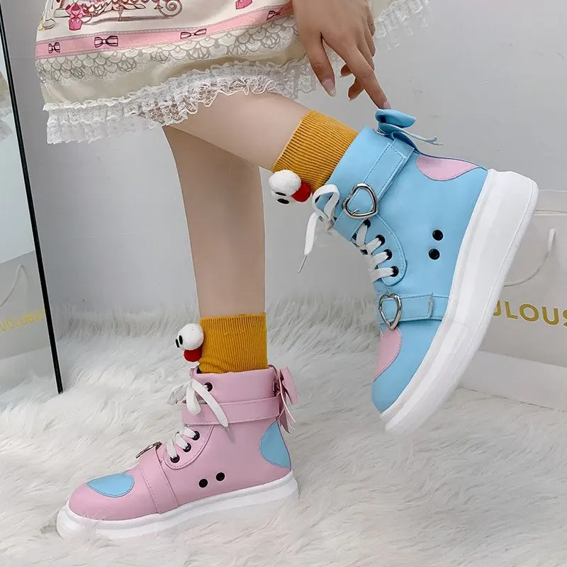 

Sweet student sweet lolita shoes vintage round head Flat Platform women shoes high/low heel cute bowknot kawaii shoes loli cos
