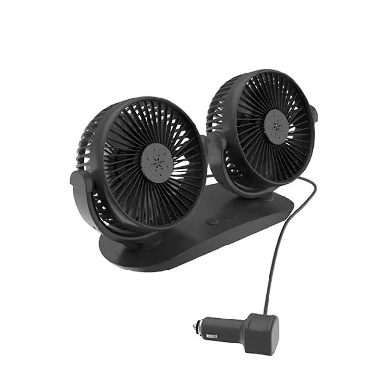 

360 Degree Rotation Dual Head Strong Wind 3-Speed Fan 12V 24V Boat Car Dashboard Cooling Fan for SUV RV Boat Auto Vehicles