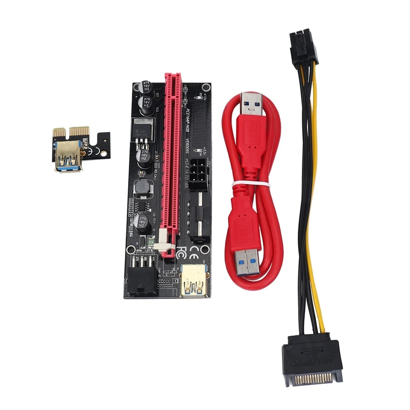 4 шт. Райзер VER009 USB 3.0 PCI-E VER 009S Express 1X 4X 8X16X Райзер-адаптер карта SATA 15 контактов на 6