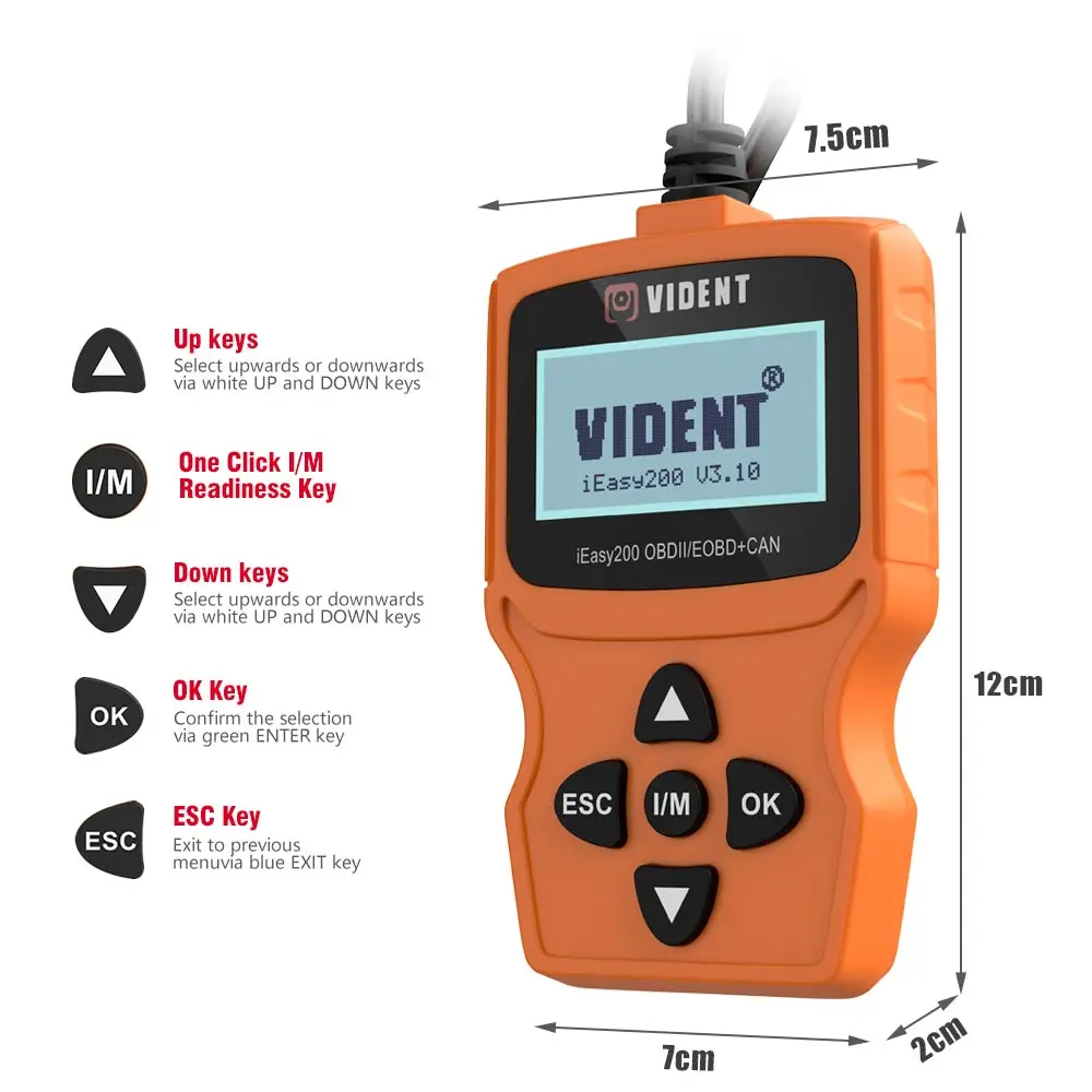 VIDENT easy200 OBDII/EOBD+ CAN кодовый ридер мощный инструмент для проверки транспортного средства светильник двигателя