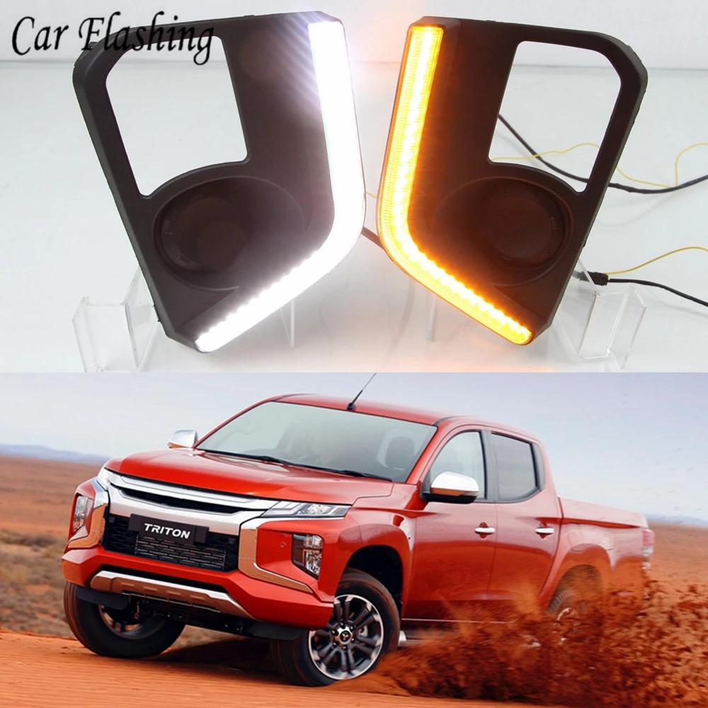 1 пара для Mitsubishi Triton L200 2019 2020 LED DRL дневные ходовые огни противотуманная фара с