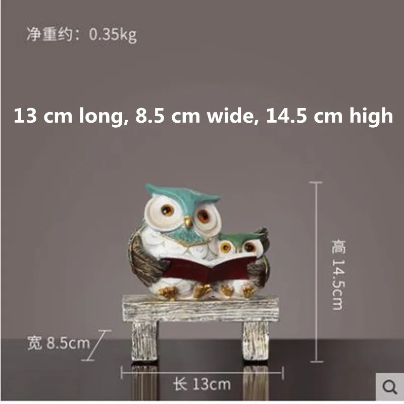 

American country resin owl ornaments, cute pet animals, home office restaurant bookcase desktop decoration crafts