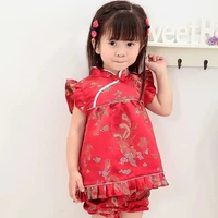 summer 2021 new qipao baby girls clothing set baby dress pants underwear fashion infant costume toddler outfits suit sets