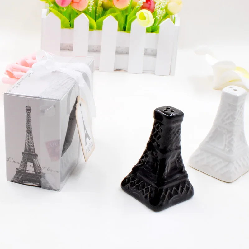 

6Sets Creative Ceramic Iron Tower Seasoning Jar Wedding Bridal Return Shower Ideas Party Table Decor Supplies Favors For Guests