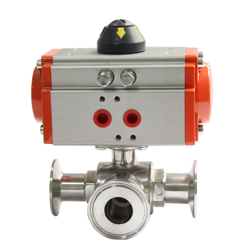 

T or L Type Three Way 304 Stainless Steel Clamp Food Grade Sanitary Pneumatic Ball Valve 3 Port Tee AT Fast Install 19mm - 102mm