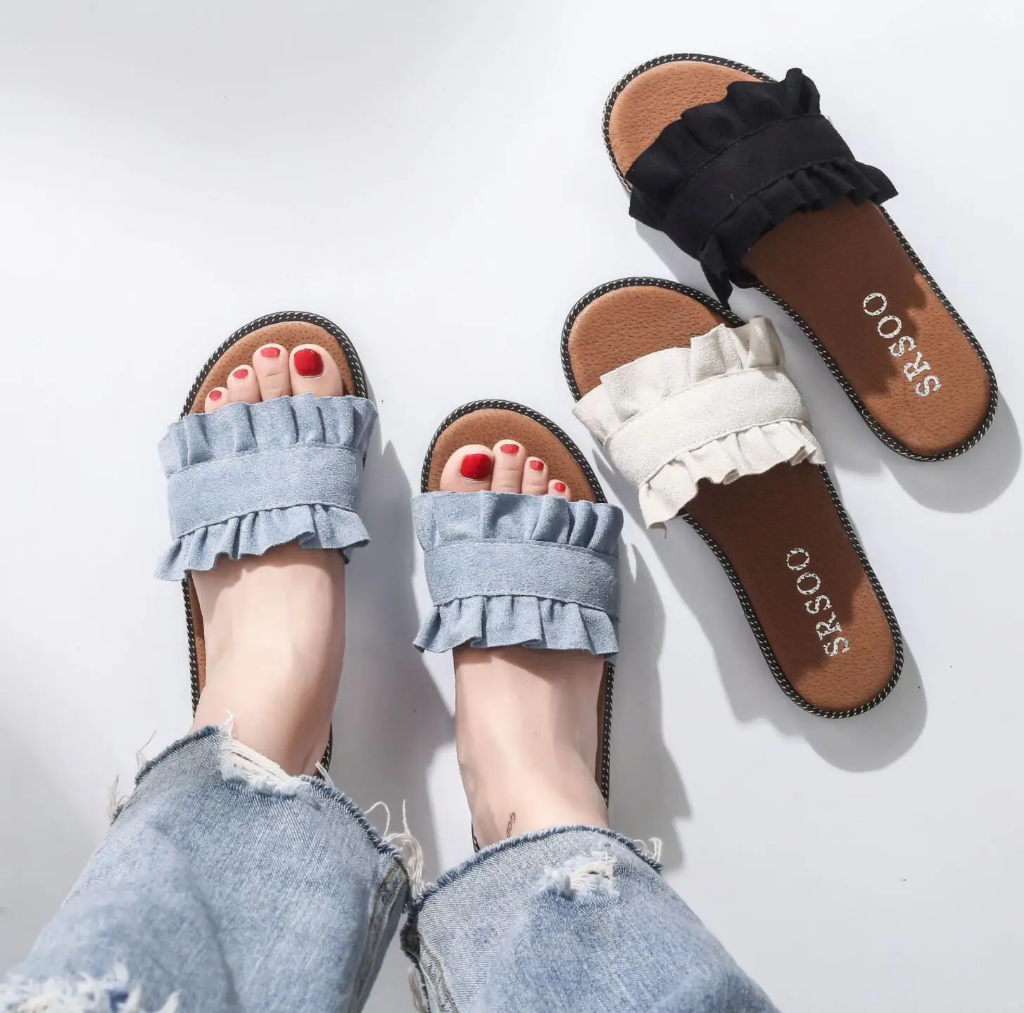 

Slippers New Style Women Fashion Ear Lace Cute Flat Bottom cool Fashion Sandal