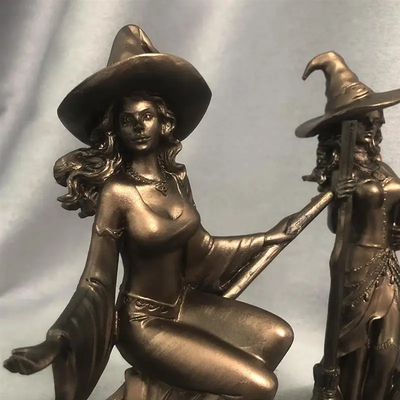

Copper-Plated Witch Resin Crafts Home Decor Witch Wizard Resin Statue Ornament Best Gifts for Family Friends
