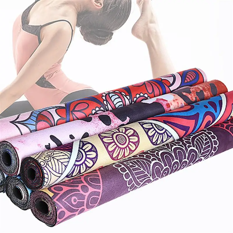 Замшевый коврик для занятий йогой натуральный нескользящий похудения фитнеса