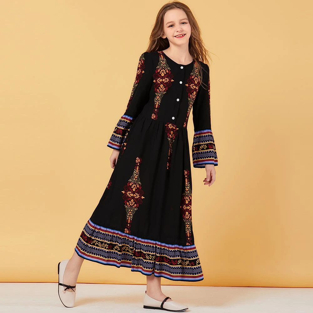Мусульманское платье для девочек с расклешенными рукавами весеннее