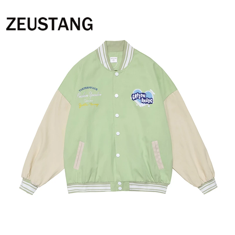 Бейсбольная модная куртка Zeusntang в стиле Харадзюку куртки-бомберы с вышивкой виде