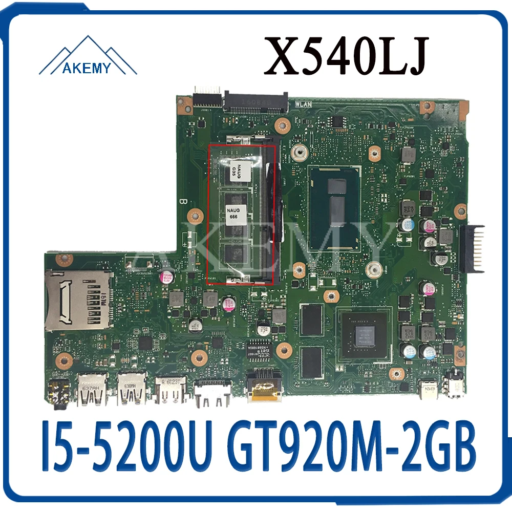 

Akemy X540LJ материнская плата для For Asus X540L F540LA X540LA материнская плата для ноутбука 4G RAM I5-5200U GT920M-2GB REV2.1 тест работа 100%