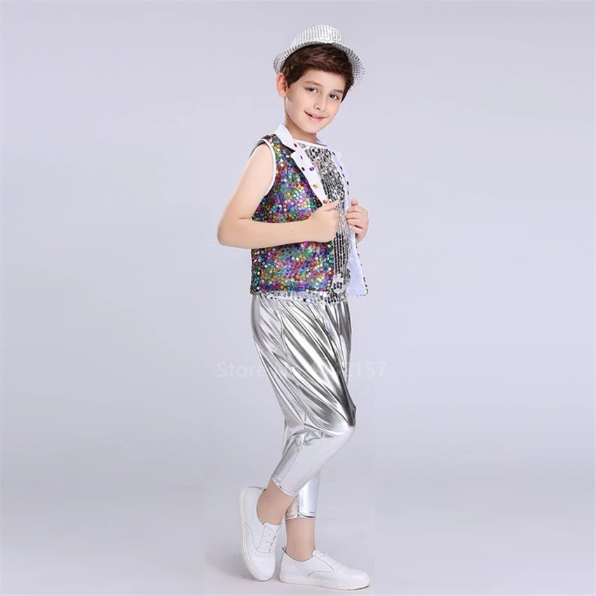 Детский костюм для джазовых танцев модная блестящая школьная форма