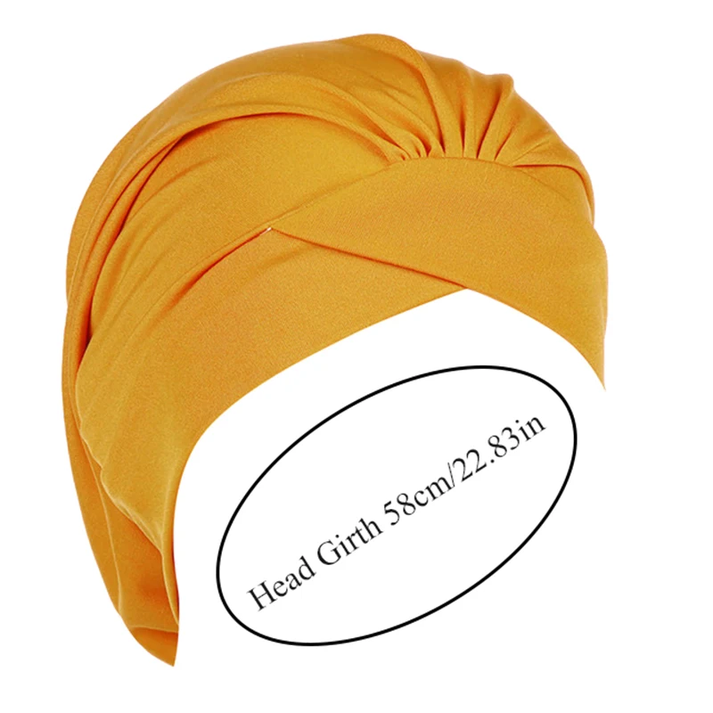 

2019 Pleated Scarf Turban Forehead Cross Headscarf Solid Color Muslim Cap Head Scarf Headwrap Cotton Muslim Woman Scarf Hot