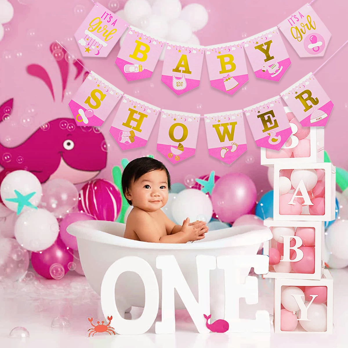 Baby Shower декор для маленьких мальчиков 1st на день рождения девочек возрастом 1 во