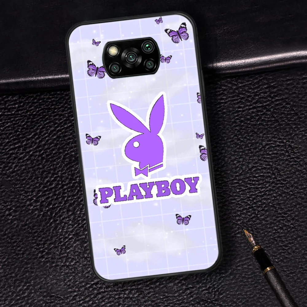 

Playboy Rabbit Brand Phone case Cover Hull For Xiaomi Mi A2 A3 8 9 SE 9T 10 10T Lite Pro Ultra Poco x3 black Shell Trend Hoesjes