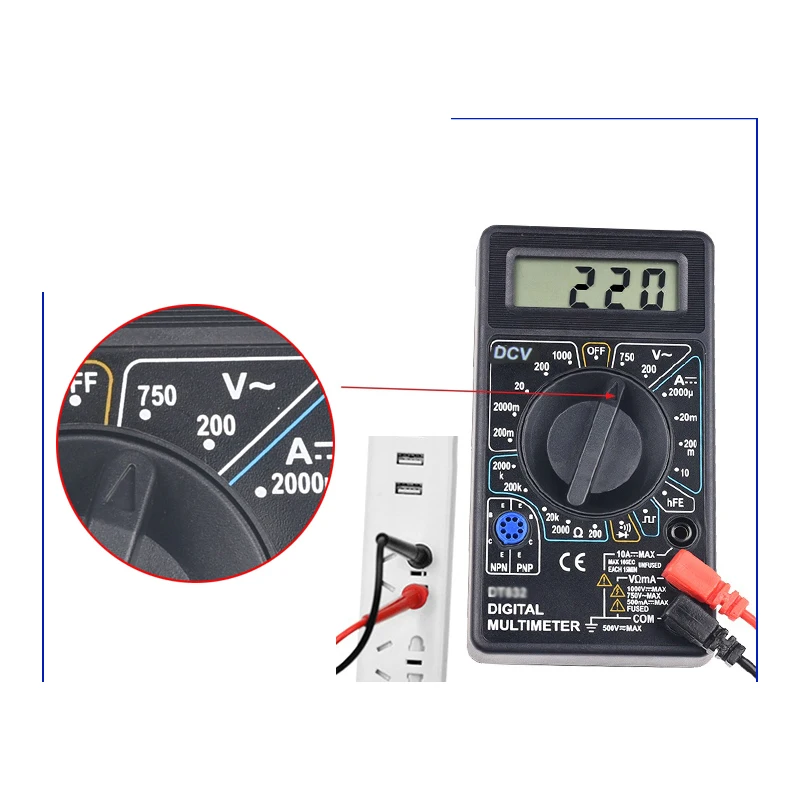 Портативный цифровой мультиметр с ЖК-экраном Напряжение Ток Сопротивление диод