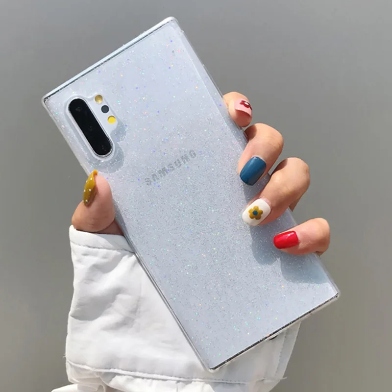 Clear YHBB чехол S для samsung Note 10 8 9 Шикарный Блестящий Прозрачный чехол для samsung Galaxy S10 Plus S8 S9 цветной мягкий чехол с градиентом - Цвет: Clear