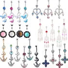 1 шт. Бабочка для живота, кольцо сердце для пупка для пирсинга, из хирургической стали, Висячие полоски для живота, кольцо для пупка мечты, Bijoux Nombril