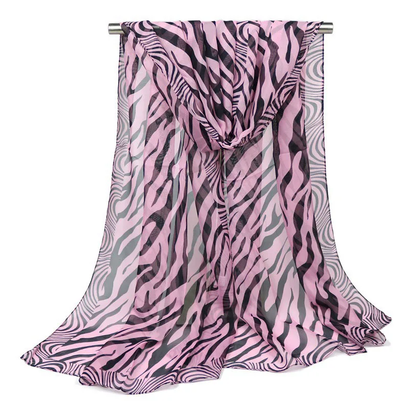 Новинка 2020 дышащий шифоновый шарф в полоску зебры Шелковый квадратный хиджаб