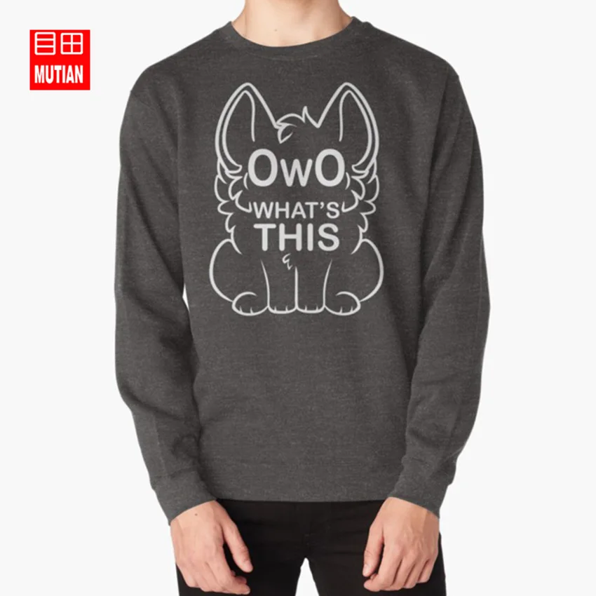 darkgrey-sweatshirt OwO что это?-белые толстовки с текстовым принтом, свитшоты owo whats meme, забавные меховые милые мемы, Интернет-сленг - Цвет: darkgrey-sweatshirt