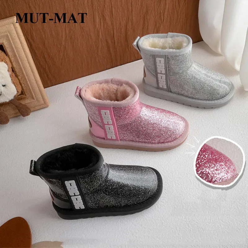 

Children's shoes Girl's Fashion Ankel High Snow Boots 2022 Winter New matte leather children's Warm Plush Non-slip Boots